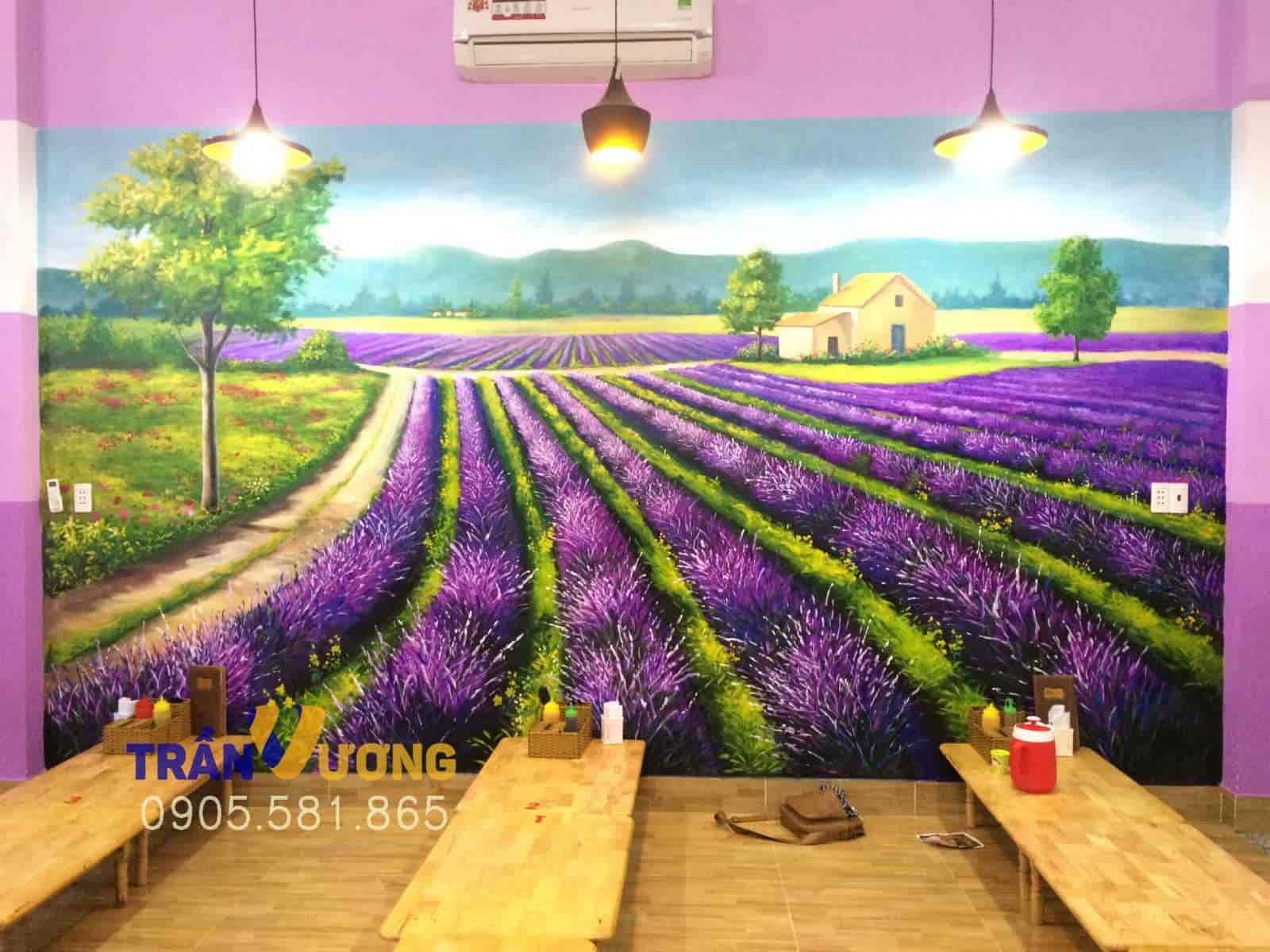 Vẽ tranh tường quán trà sữa tại Số 20 Hai Bà Trưng Hà Nội