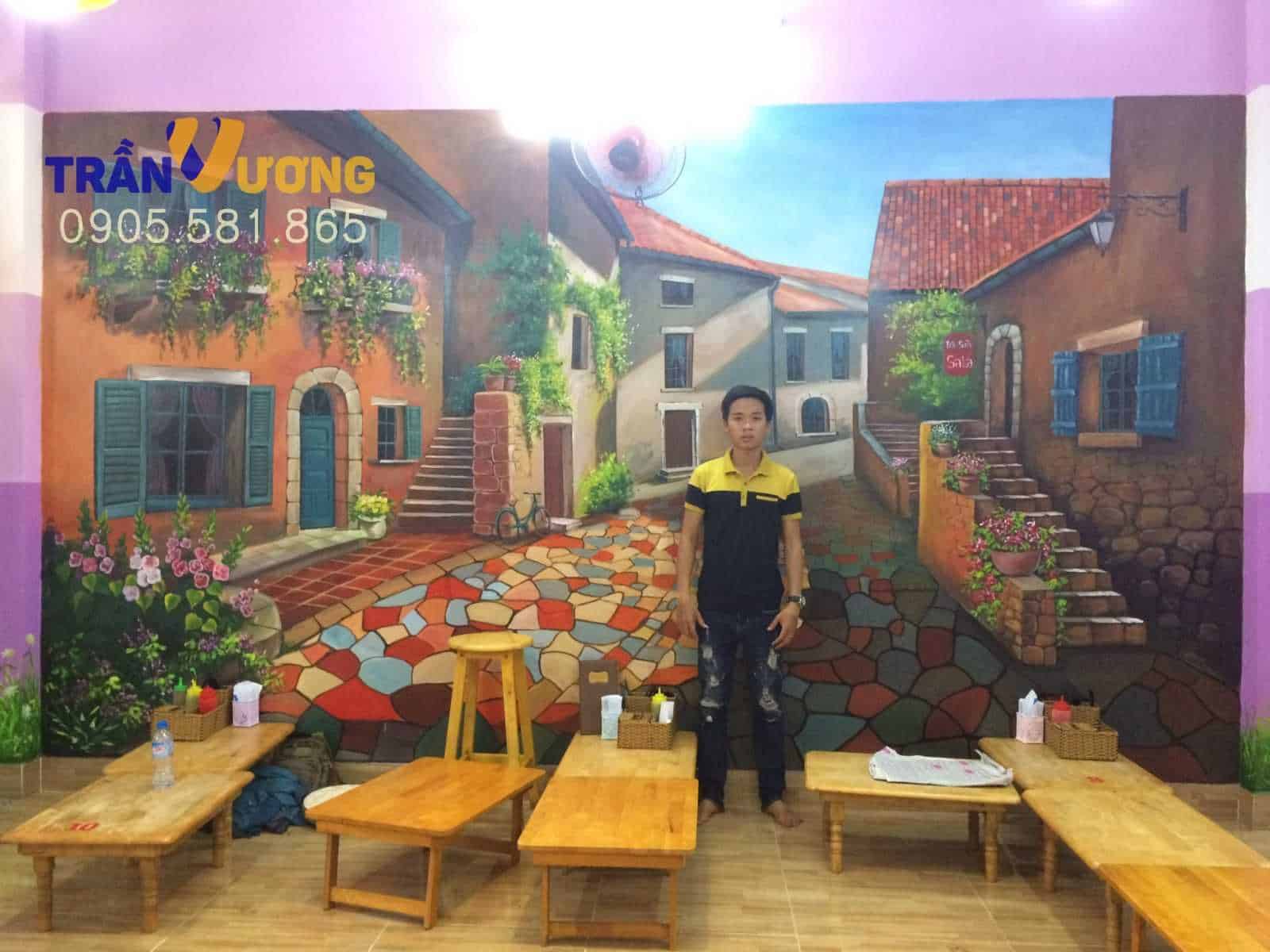 Vẽ tranh tường quán cafe