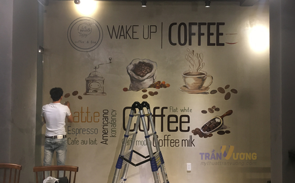 Vẽ tranh tường quán cafe đẹp nhất